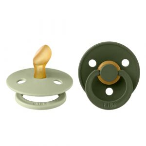 BIBS Sucette Colour t&eacute;tine anatomique silicone 0-6 mois Sage & Hunter Green lot de 2