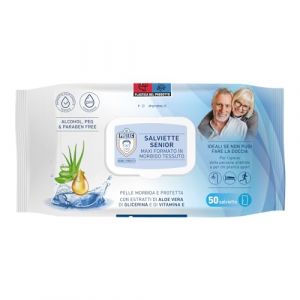 Dr Protec, Lingettes Senior, Maxi format, 50 lingettes avec Extrait d'Aloe Vera et Vitamine E