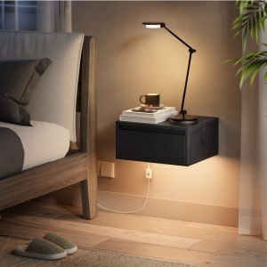 Table de chevet suspendue 35 x 40 x 18 cm noir