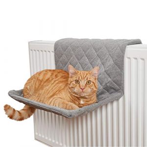Hamac pour chat - PIUPET - Mod&egrave;le radiateur - Support jusqu&agrave; 12 kg - Housse lavable - Gris