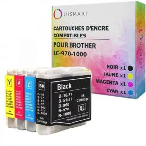 Ouismart 4 Cartouches D'Encre Compatible Pour Brother Lc-1000 Lc-970 Pour Dcp-130C Dcp-135C Dcp-150C Dcp-350C Dcp-357C Mfc-235C