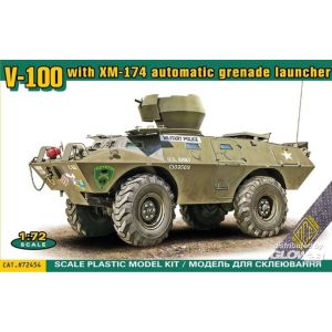 ACE Maquette char : V&eacute;hicule blind&eacute; am&eacute;ricain V-100 avec XM-174 - 1/72