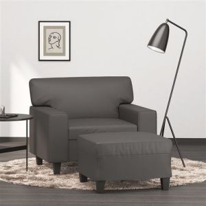VidaXL Fauteuil avec repose-pied Gris 60 cm Similicuir, canap&eacute;, fauteuil, fauteuil TV, canap&eacute; simple, canap&eacute;, canap&eacute; relax, canap&eacute; de loisirs