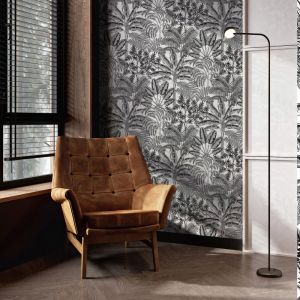 Superfresco Easy Papier peint intissé Broderie tropicale 1005 x 52cm Noir