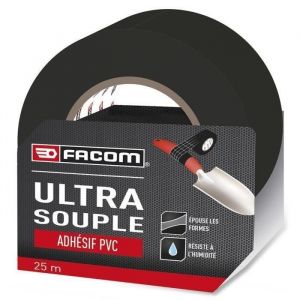 Facom Adhésif PVC noir ultra souple 25m x 48mm - Pour l'étanchéité, le masquage, la protection, le maintien de bâche,les films de masquage et les jointages.