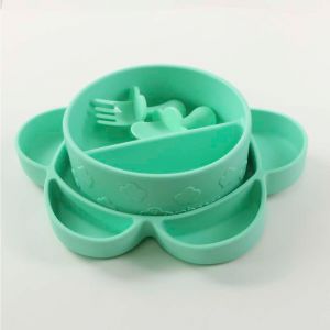 Coffret repas 4 pièces en silicone avec ventouse VERT Grabease