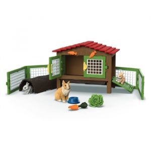 Schleich 42728 Clapier &agrave; Lapins, d&egrave;s 3 ans, FARM WORLD - coffret, 17 pi&egrave;ces