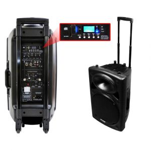 Image de Ibiza Sound Public Adress mobile MP3 800W + 2 mic PORT15VHF-BT