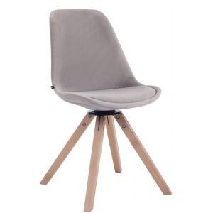 CLP Chaise visiteur Troyes en velours avec piétement Carré gris Nature