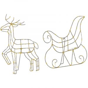 Beliani Décoration LED traîneau et renne argenté 46 cm SAIJA