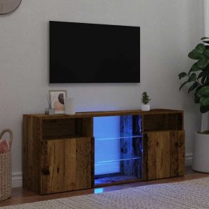 VidaXL Meuble tv avec lumi&egrave;res led vieux bois bois d'ing&eacute;nierie