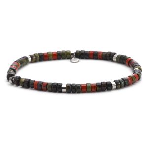 Bracelet Perles Heishi 4mm Pierres Heishi Jaspe Rouge Et Jaspe Sang De Dragon