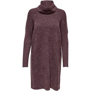 Only Onljana L/S Cowlnck Dress Wool KNT Noos Robe décontractée, Rose Brown Melange, L Femme