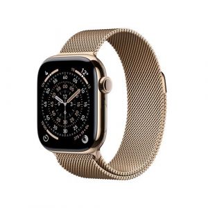 Apple Watch Series 11 GPS + Cellular 42mm Boitier en Titane Or avec Boucle Milanaise Or