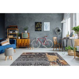 Arte Espina Paris Prix - Tapis Jacquard à Poils Courts blaze Bleu 115 X 170 Cm
