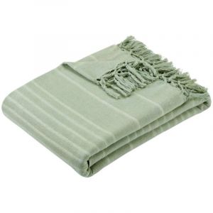 Atmosphera Jet&eacute; de lit Anjali 220x160 vert c&eacute;ladon en coton cr&eacute;ateur d'int&eacute;rieur