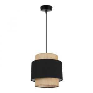 Light-Home Boho Abat Jour Suspension Luminaire Lustre - Moderne Plafond - E27 - &Agrave; 1 Lumi&egrave;res - Noir et Jute