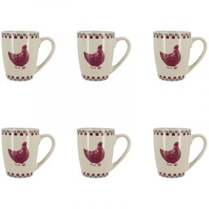Novastyl Lot de 6 mugs 38cl en grès avec décor campagne