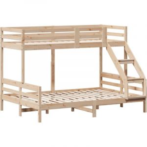 VidaXL Lit superpos&eacute; sans matelas 80x200/140x200 cm bois massif