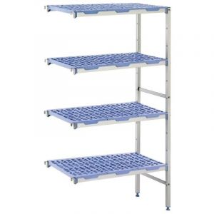 Rayonnage Chambre Froide 500(p)x649(l)mm modulaire en angle 4 niveaux