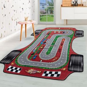 Homebyhome Tapis enfant design pour les garçons coloris rouge 80x120 cm tapis chambre enfant tapis chambre bébé
