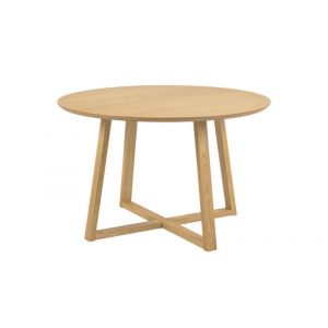 Hellin Table à manger ronde pieds croisés chêne naturel 4 places D120 - moly