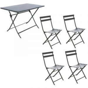 Hesperide Ensemble table de jardin pliante + 4 chaises Greensboro - Graphite