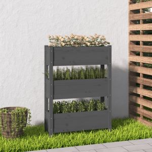 VidaXL Jardinière Gris 77x25x104,5 cm Bois massif de pin