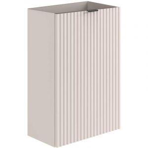 Meuble pour lave main strié porte réversible beige - H60 x L40 x P22 - VAHIRA