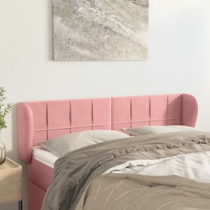 VidaXL Tête de lit avec oreilles Rose 147x23x78/88 cm Velours - Pink