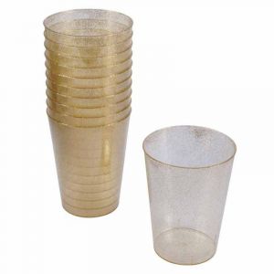 Lot de 20 Verres en Plastique "Paillettes" 20cl Or Prix