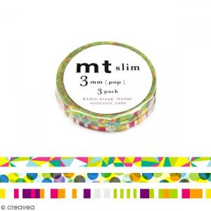 Image de Ortiment Masking Tape Slim Pop 3 rouleaux de 3 mm x 7 mètres