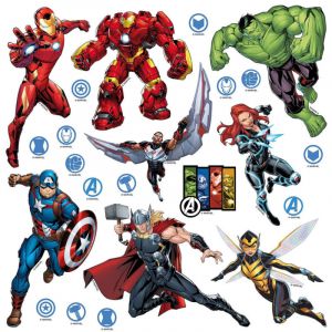 Ag Art - Minis Stickers Marvel Avengers 8 personnages - 30 cm x 30 cm - Multicolor