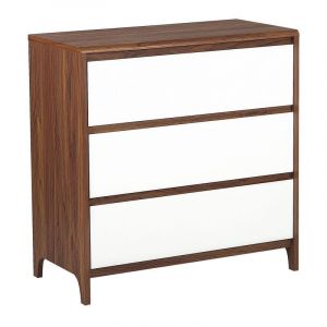 Image de Beliani Commode 3 tiroirs blanche et bois foncé MAIDEN