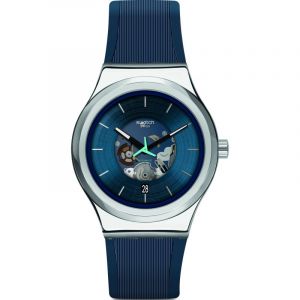 Swatch Bracelet silicone / plastique homme - Montre Blurang silicone bleu - Couleur de la matière:Blanc