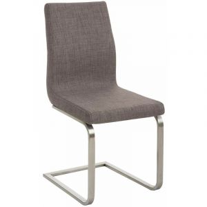 CLP Chaise de salle à manger BELFORT, design, piétement en acier, chaise en luge, revêtement en tissu, couleurs au choix 90 cm Gris