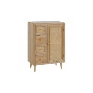 Image de Ixia Commode bois rustique 4 tiroirs 1 porte RATAN