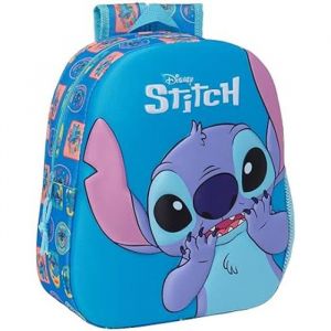 Safta STITCH - Sac à dos d'école avec design 3D, adaptable au chariot, idéal pour les enfants de différents âges, confortable et