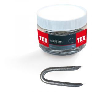 Tox Fence Wirestraps, crampons en acier pour fixation de fil, en forme de U, galvanisé à chaud, 3,1 x 31 mm, 1 boîte, 400 g (110 pcs.), 063260103