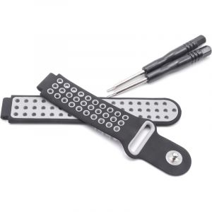 Vhbw Bracelet de rechange gris / noir 12+11,3cm pour Smartwatch compatible avec Garmin Forerunner 220, 230, 235, 620, 630, 735, Approach S20, S5, S6