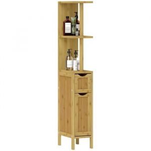 MH Colonne de salle de bain style cosy chic bambou h. 120 cm