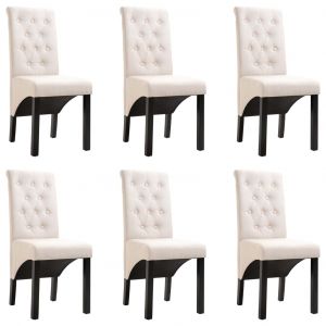 Image de VidaXL Chaise de salle à manger 6 pcs Crème Tissu