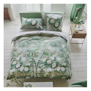 Designers Guild Housse de couette imprimée en satin de coton, Fleur Orientale Noir - Couleur Noir - Taille 140 x 200 cm