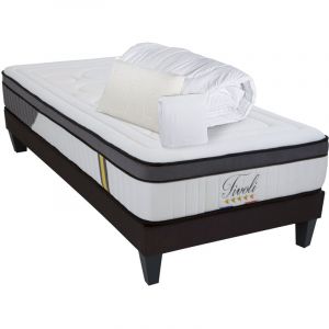 Image de Homemaison Bellecour - LITERIE | Pack Pr&ecirc;t &agrave; dormir TIVOLI 90x190 cm | Matelas M&eacute;moire de forme + Sommier + Accessoires - Blanc