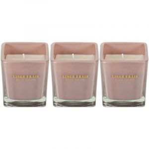 The Home Deco Factory - Bougie parfum&eacute;e carr&eacute;e Nude 7 cm (Lot de 3) Rose poudr&eacute;