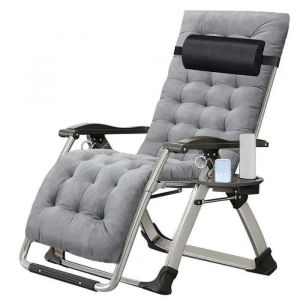 Chaise Longue Pliante - Divit Sr11 - M&eacute;tal Gris - Dossier Inclinable 90&deg; &Agrave; 170&deg; - Coussin De T&ecirc;te Inclus