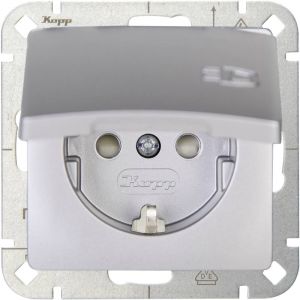 Kopp Prise 2P+T avec clapet 920820000 HK05 argent 1 prise