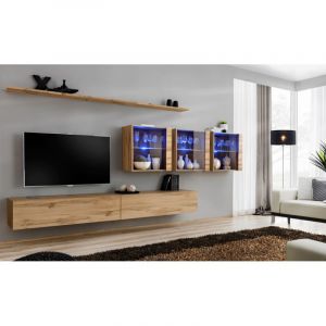 Meuble TV Mural Design " XVII" 340cm Naturel Prix