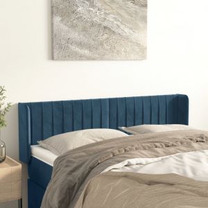 VidaXL Tête de lit avec oreilles Bleu foncé 147x16x78/88 cm Velours - Dark blue