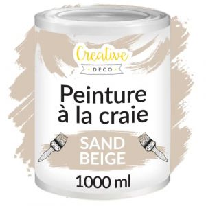 Image de Creative Deco Peinture à la Craie Beige Sable | 1L | Mat et Lavable | Peinture Meuble Bois | Chalk Paint | Peinture Mur Interieur